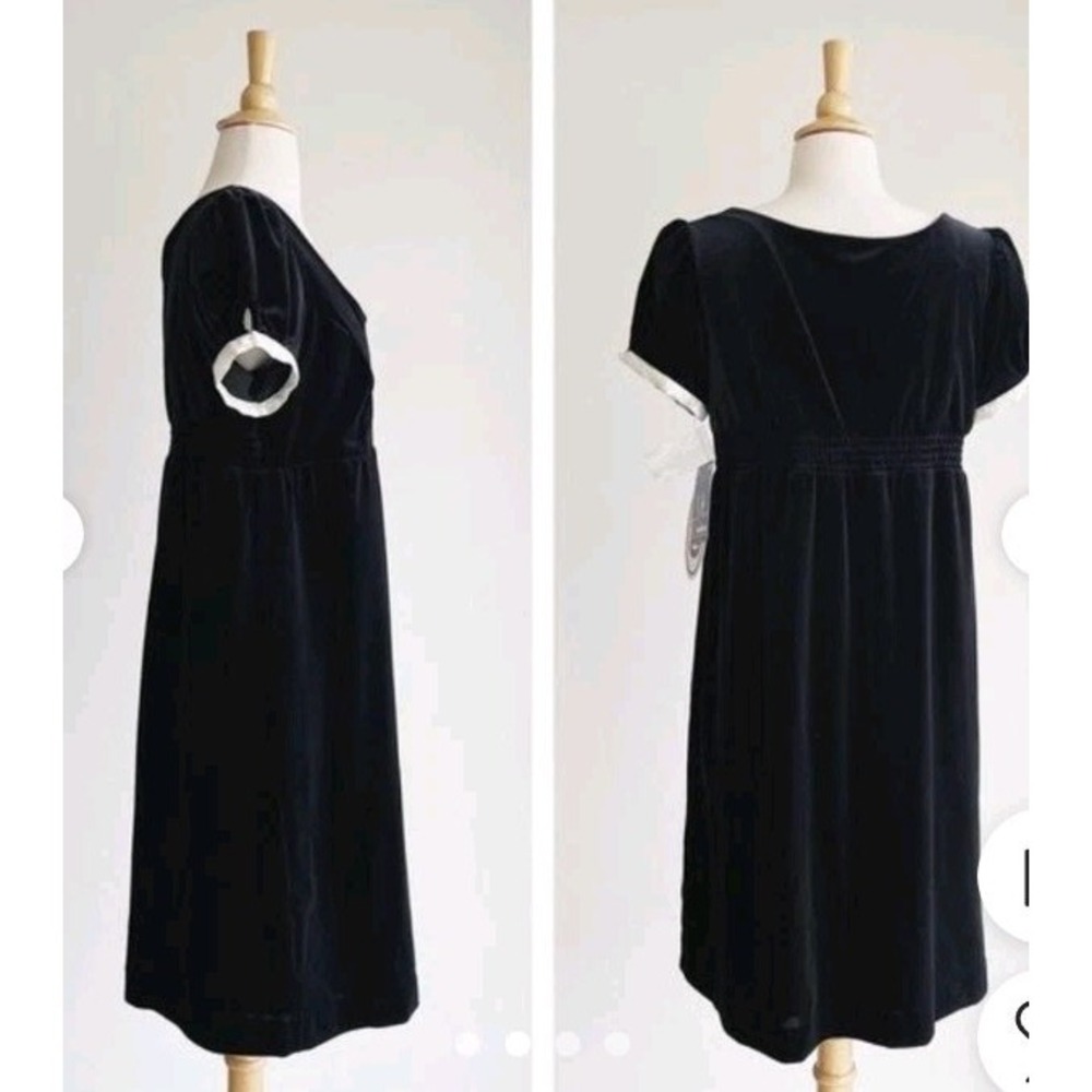 108. Behnaz Sarafpour for Target Women's Black Velvet Baby Doll Dress Sz 5/small - Picture 4 of 5